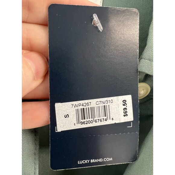 NWT Lucky Brand Long Sleeve Button Up Shirt Light Grayish Green Size S - Picture 7 of 9